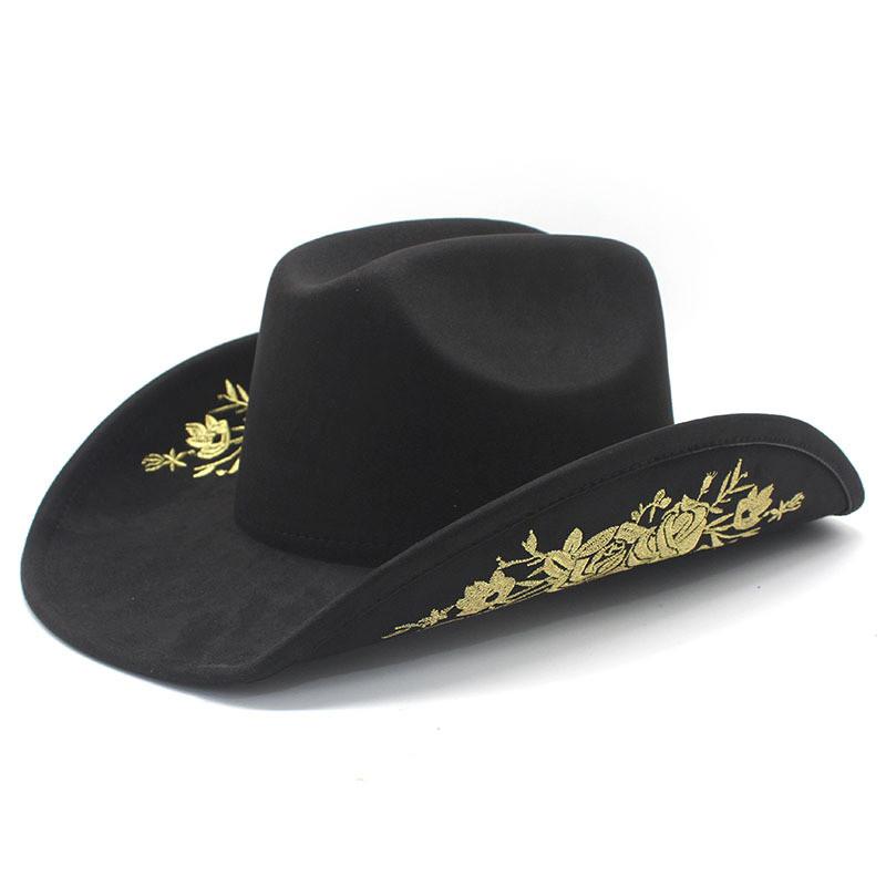 Sombrero de Fieltro Estilo Vaquero Atrevido Con Tapicería Bordada Para Viajes al Aire Libre y Festivales del Oeste