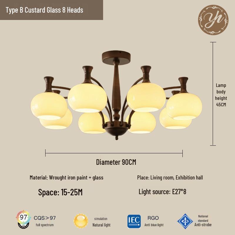 2025 French Mid-Century Luxury Chandelier: Retro American Persimmon Hall Lighting Fixture