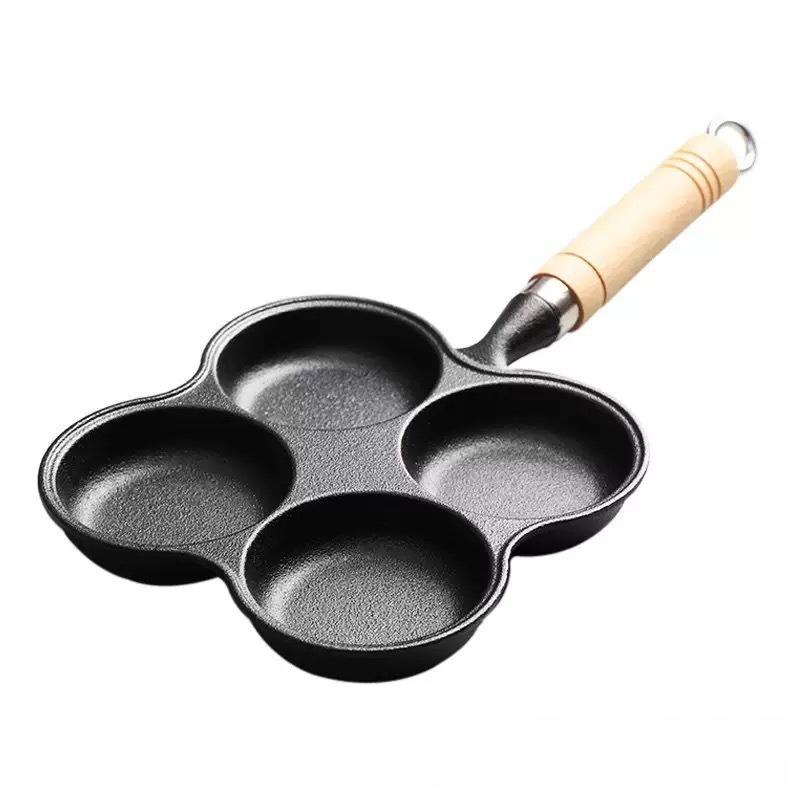 

JUSTINLAU 2/4-Hole Omelette Pot Home Cast Iron Nonstick Cookware Steak Pancake Pans Omelet Pan Breakfast Egg Burger Frying Pan