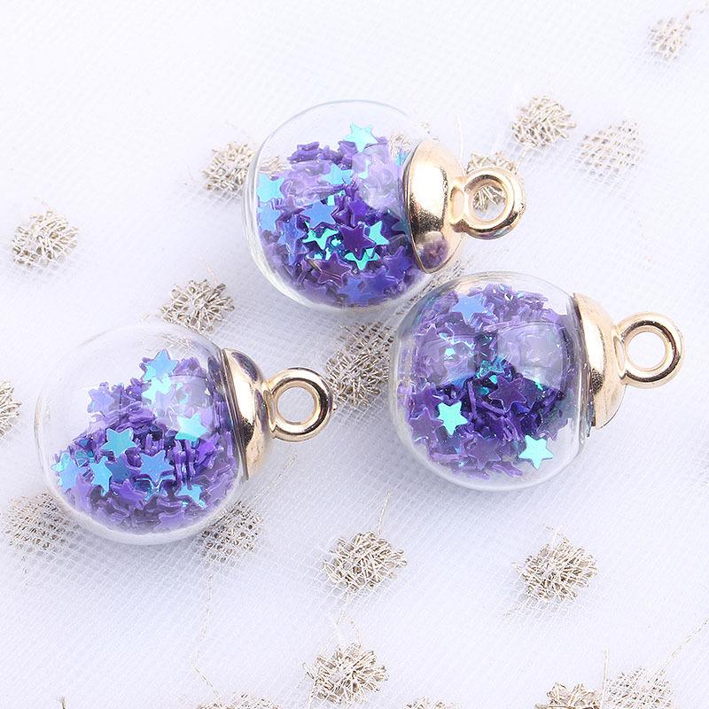 10Pcs Charms Star Sequins Transparent Glass Ball 16mm Pendants Crafts Making Findings Handmade Jewelry DIY for Earrings Necklace