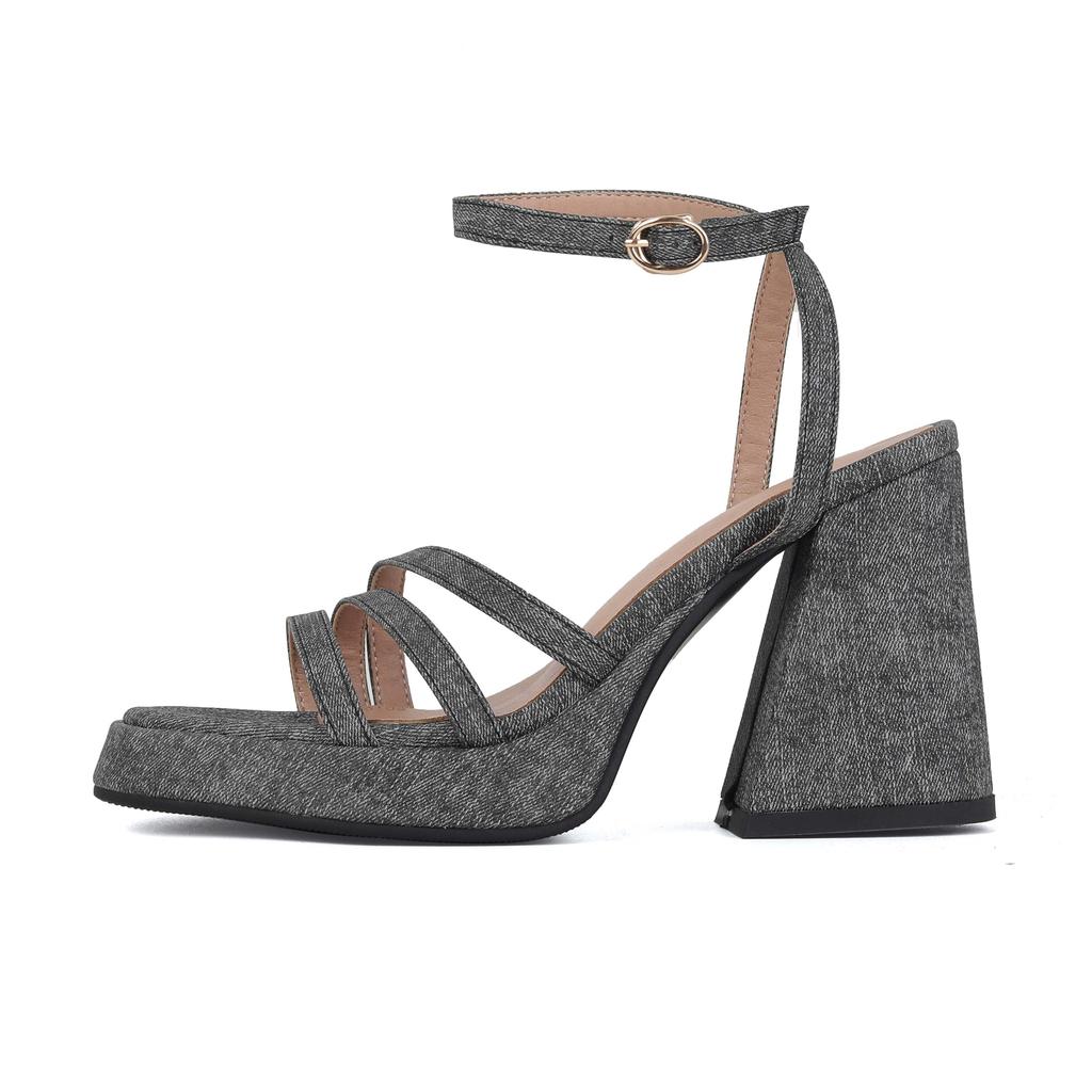 Krazing Pot Polyurethane Summer Size 43 Women Platform Super High Heels Women Peep Toe Ankle Straps Waterproof Sandals