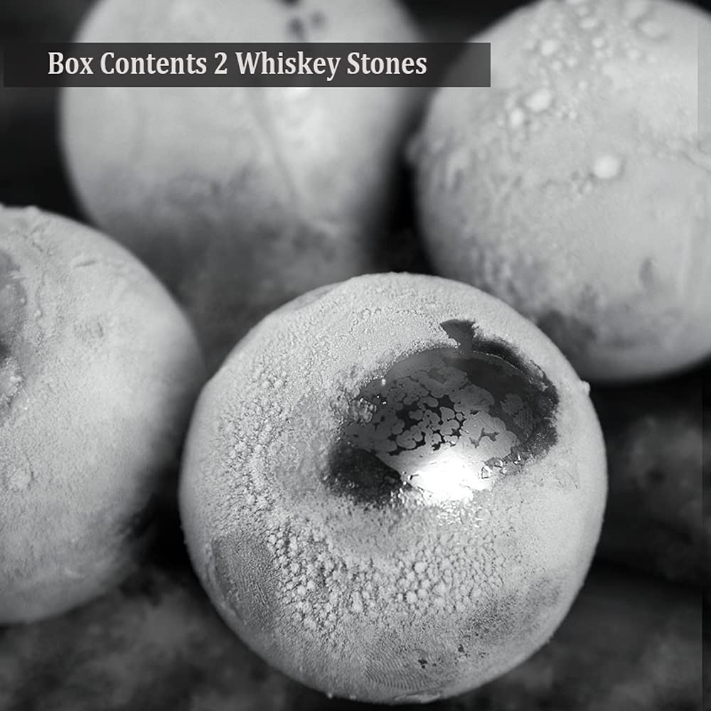 Ecentaur Reusable Stainless Steel Ice Cube Metal Whiskey Stone Balls for Drinks Set of 2 5.5cm