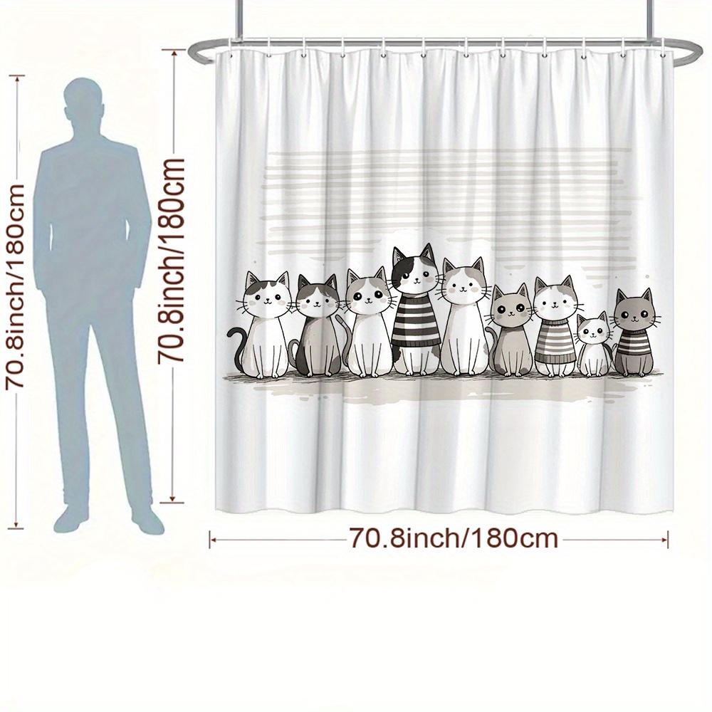 8 quirky cartoon cats in striped sweaters whimsical art shower curtain with 12 hooks for bathroom home decor Elevate Your Space