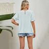 Baumwolle Shirt Kurzarm Kleidung Sommer 2023 Floral Print Tops Frauen Bluse Casua Lose Rundhals Pullover Blusas 24742