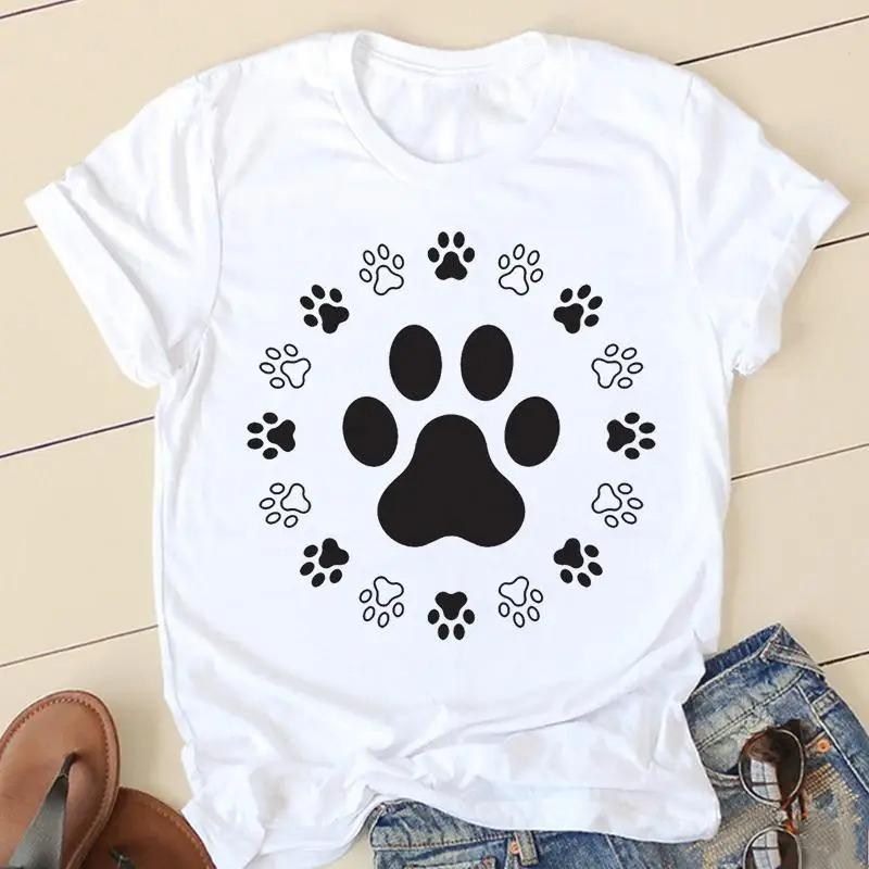 Sweet Love Pug Streetwear White Fashion Women T-Shirts Harajuku Kawaii Clothes Short Sleeve Summer Tee Casual Female Tops O-Neck
