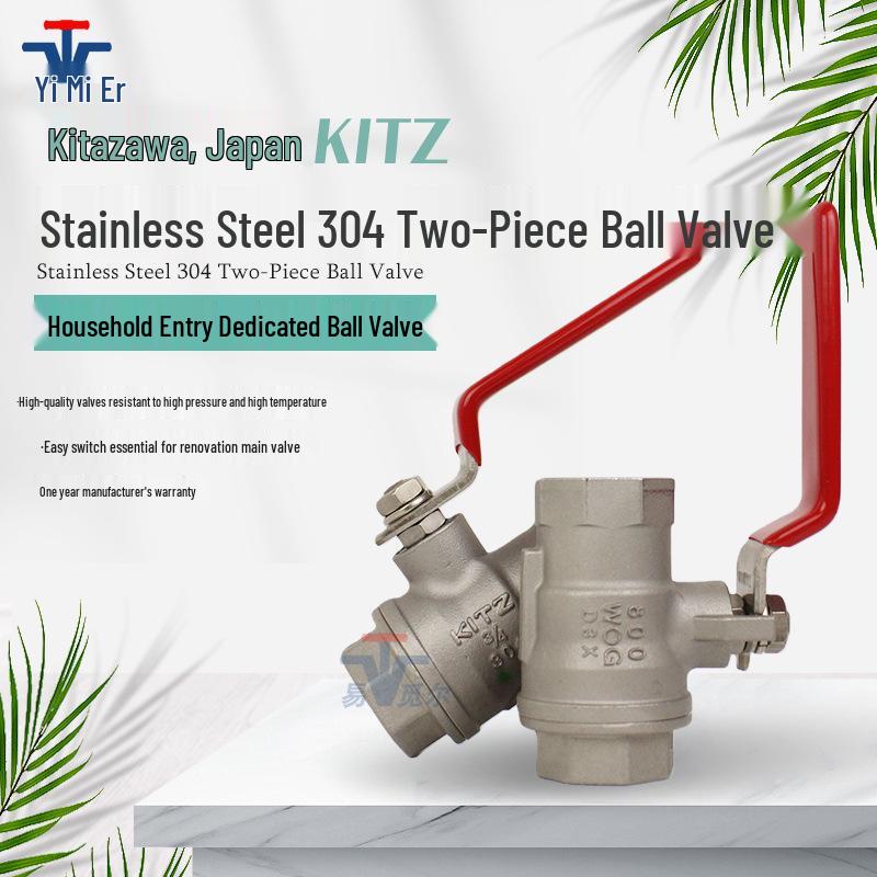 KITZ Stainless Steel High-Pressure Two-Way Ball Valve UTH800, Threaded, Large Flow Shut-off Valve