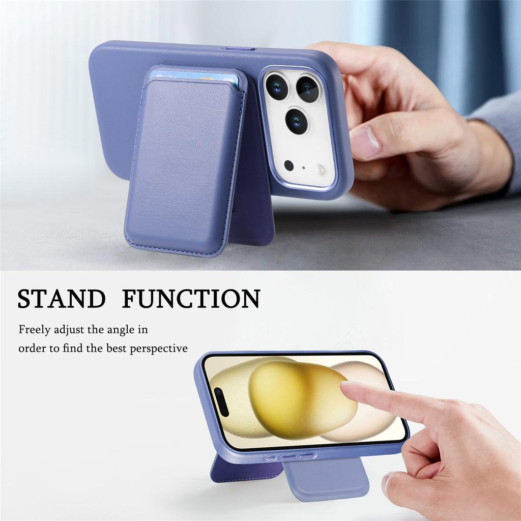 Magnetic Card Bag Leather Phone Case for IPhone 17 Pro Max Air 17 16E 16 Pro 15 14 Plus 13 Detachable Bracket Wallet Flip Cover