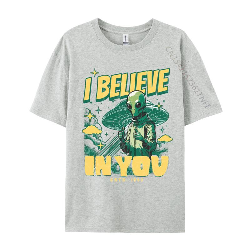 High Quality 3D Printing Tshirts Alien I Believe in You Tshirts 100 Cotton Tops Tees for Men Tops T Shirt