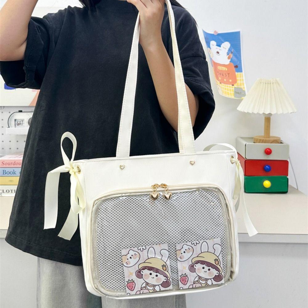 

PVC Bow Tote Bag Transparent Ribbon Crossbody Bag Cute Transparent Itabag Women фиолетовый