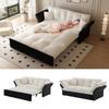 Sofá Extensível Queen-Size de 190 cm, Sofá-Cama Conversível 3 em 1 com Acolchoamento e 2 Almofadas Macias, Sofá-Cama Multifuncional de Veludo, Bege/Branco