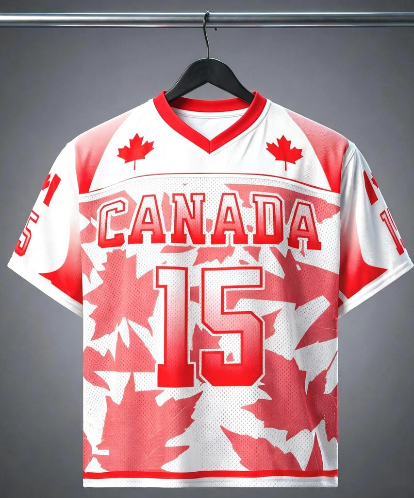 Canada #15 Maglia da Calcio Uomo Foglia d'Acero Rossa Stampata Manica Corta Abbigliamento Sportivo Bandiera Canadese T-shirt Casual da Allenamento