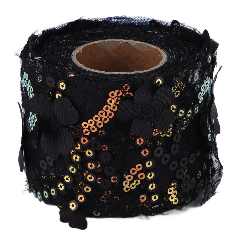 1pcs 6cm Width Sequined Tulle Roll 10 Yards Length Embroidered Sheer Ribbon For DIY Crafts