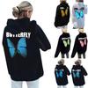 Women's Oversized Casual Butterfly Print Elegant Fashion Pullover Hooded Sweatshirt