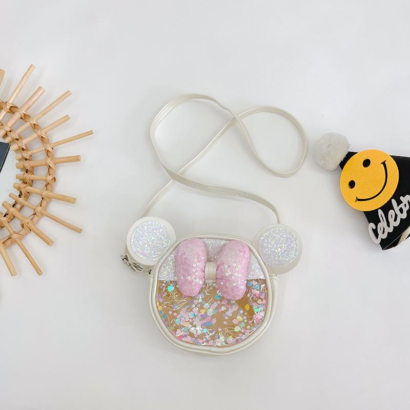 Adorable Fashionable Kids Crossbody Mini Sequin Coin Purse With Bow Design