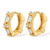 Luxury Style 18k Gold Plated Ear Buckles Zirconia Inlaid Daily Earrings