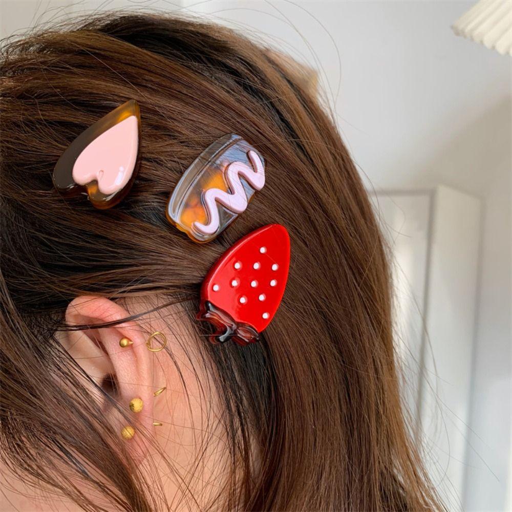 Acetate Lovely Barrettes Chocolate Cute Duck Clip Lovely Strawberry Side Clip  Hair Accessories