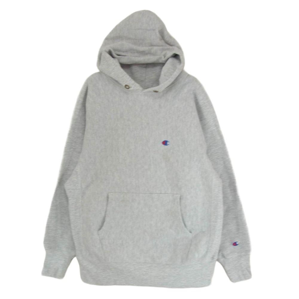 Champion Champion 90s Embroidery Tag REVERSE WEAVE Plain Weight Gray Hoodie Parka Gray L [Used]