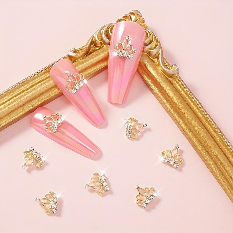 

10 шт., 3D-подвески для ногтей с короной, комплект для украшения ногтей с короной из сплава, стразы для ногтей с короной, кристаллы для акрила