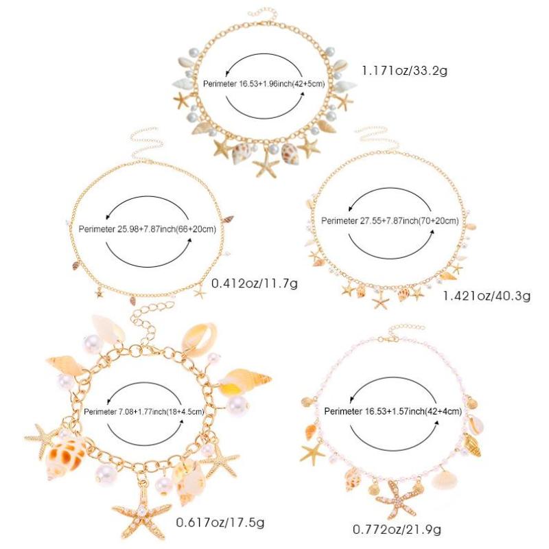 Bohemian Beach Waist Chain Body Jewelry Women'S Bracelet Necklace Waist Chain Imitation Pearl Shell Body Chain Jewelry Gift