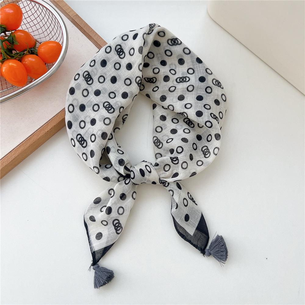 60 Tassel Cotton Linen Small Silk Scarf - Spring/Autumn Versatile Headscarf for Women, Fashionable Neck Protection and Decoration
