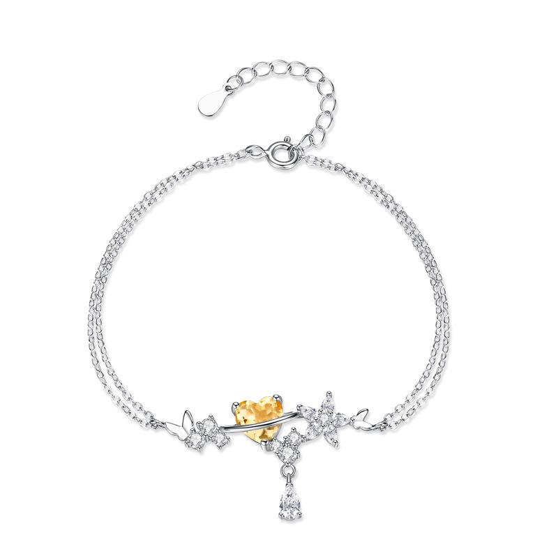 S925 Sterling Silver Star Butterfly Bracelet Natural Original Stone Fashion Korean Style Minimalist High Sense Forest Style Hand Jewelry For Women