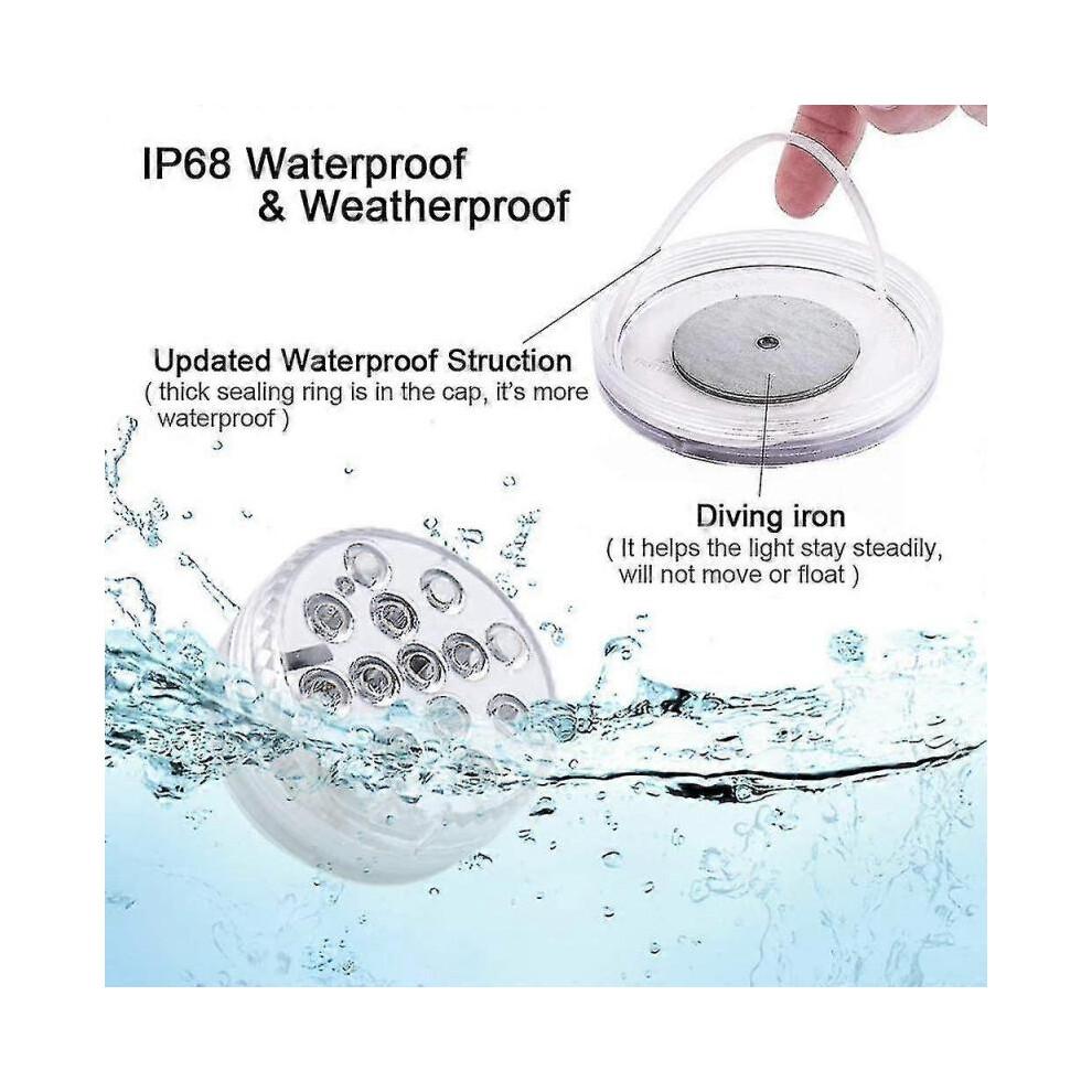 Underwater Light, Led Underwater Lights Pool Lighting Magnetic Waterproof Light with Remote Control, Ip68, 13 Leds Color Changing Led Underwater Festi