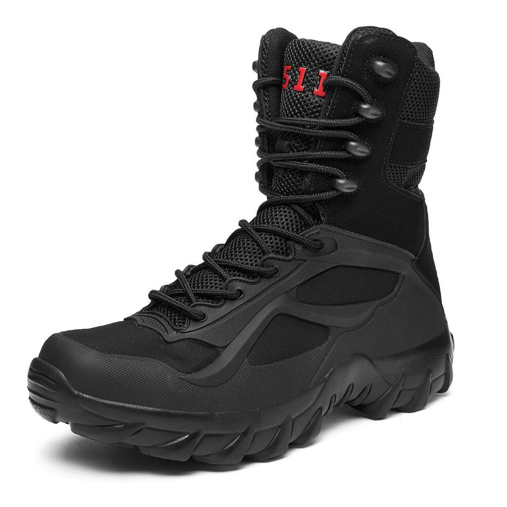 Stivali Militari Tattici Resistenti all'Usura Antiscivolo da Uomo - Scarpe da Montagna Desertiche Outdoor ad Alta Caviglia, Taglie Grandi.