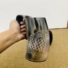 Hrnek na vikingský roh, přírodní volský roh šálek Coffee Stein Cool Jedinečný dárek k pivu pro muže a ženy Příslušenství Středověké sklenice na panáky