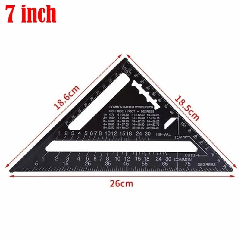 7/12inch Metric Aluminum Alloy Triangle Angle Ruler Protractor Woodworking Measurement Tool 30cm Quick Read Square Layout Gauge
