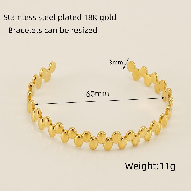 Retro Titanium Steel Adjustable C-Shaped Bangle - European & American INS Style Stainless Steel Women's Bracelet