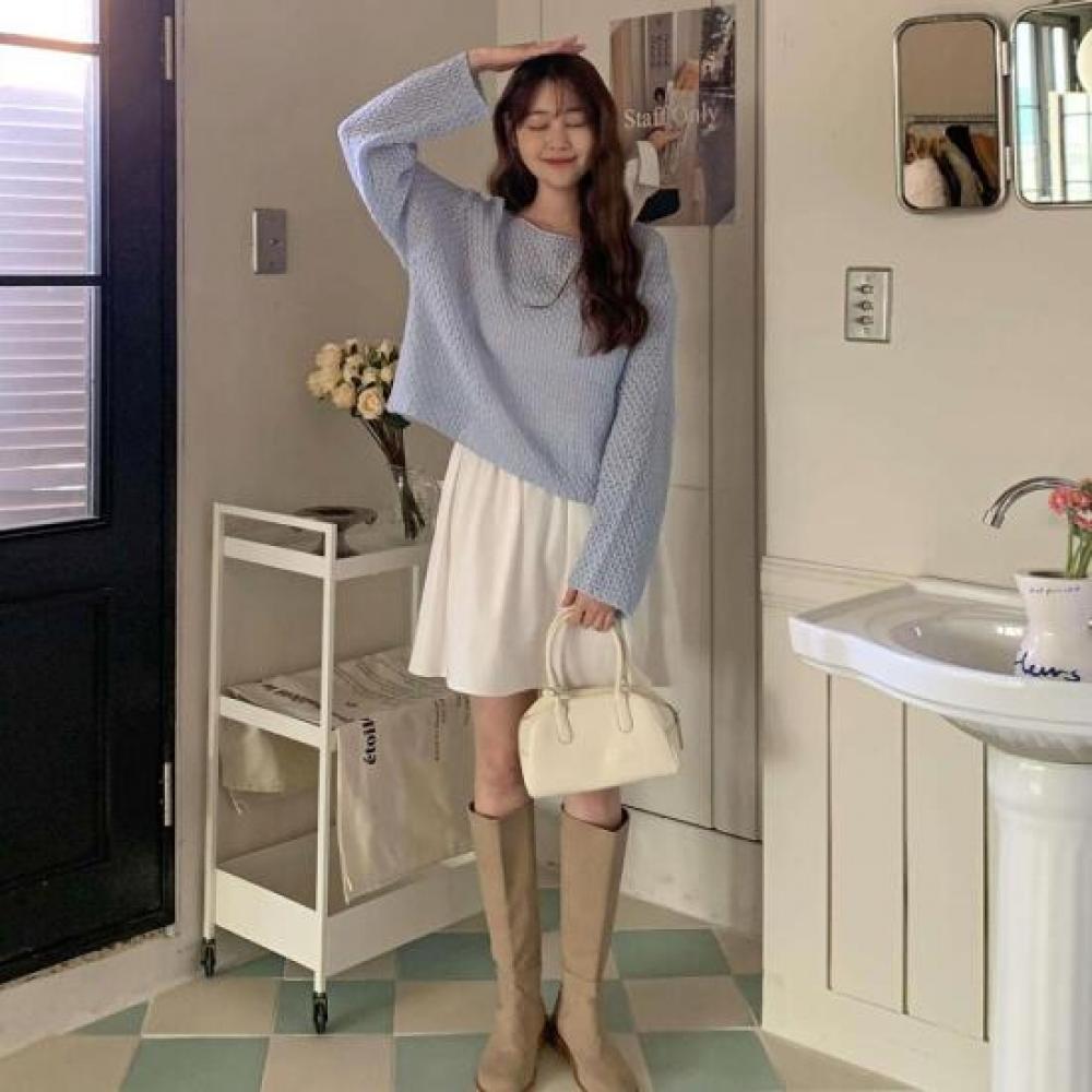 New Arrivals Open Run Women Relaxed Fit Mesh Long Sleeve Knit