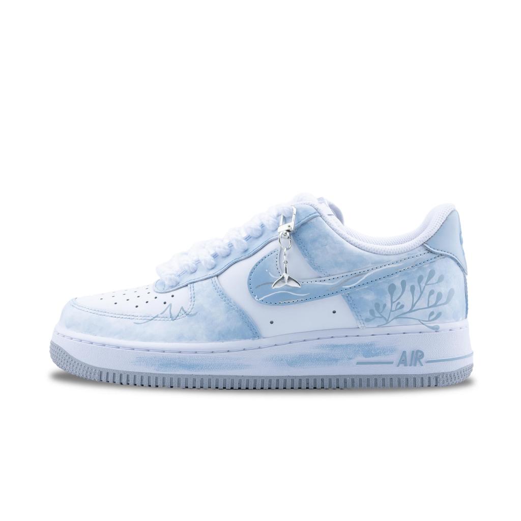 Nike Air Force 1 Fairy Spirit Slip Resistant Abrasion Resistant Low top Skateboard Shoes Men's Sky Blue FJ4146-100(Team626-)