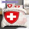 Schweiz Fußball Nationalmuster Bettwäsche Heimdekoration Geburtstagsgeschenk (1 Bettbezug + 2 Kissenbezüge, ohne Füllung),Fanartikel.