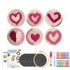 Valentine's Day Embroidery Kit Punch Needle Set Coaster Love Heart Cross Stitch Hand Tufted Magic DIY Craft Arts Sewing Set