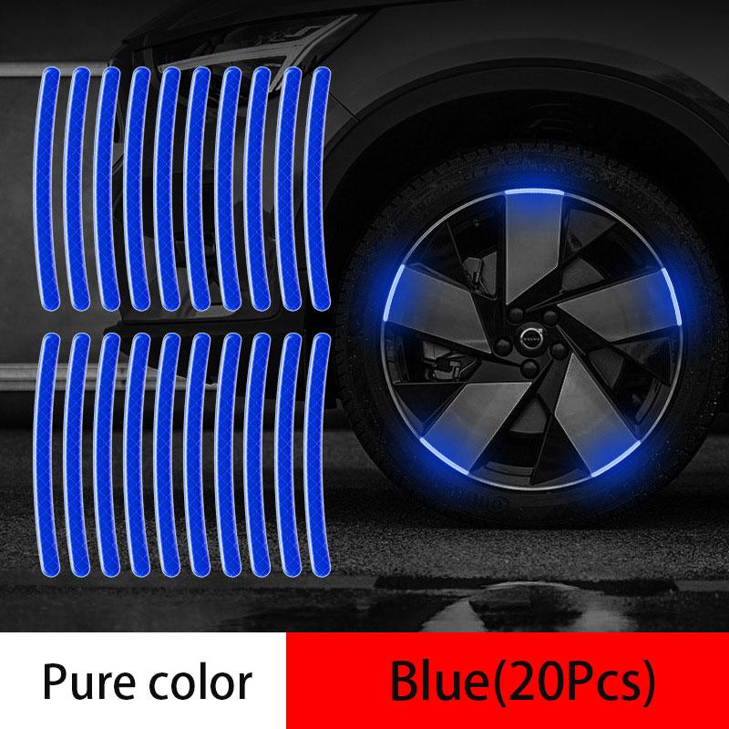 20Pcs Reflective Strips for Wheel Tire Hub Night Warning Stickers Safety Reflective Warning Lighting StickerAuto Accessories