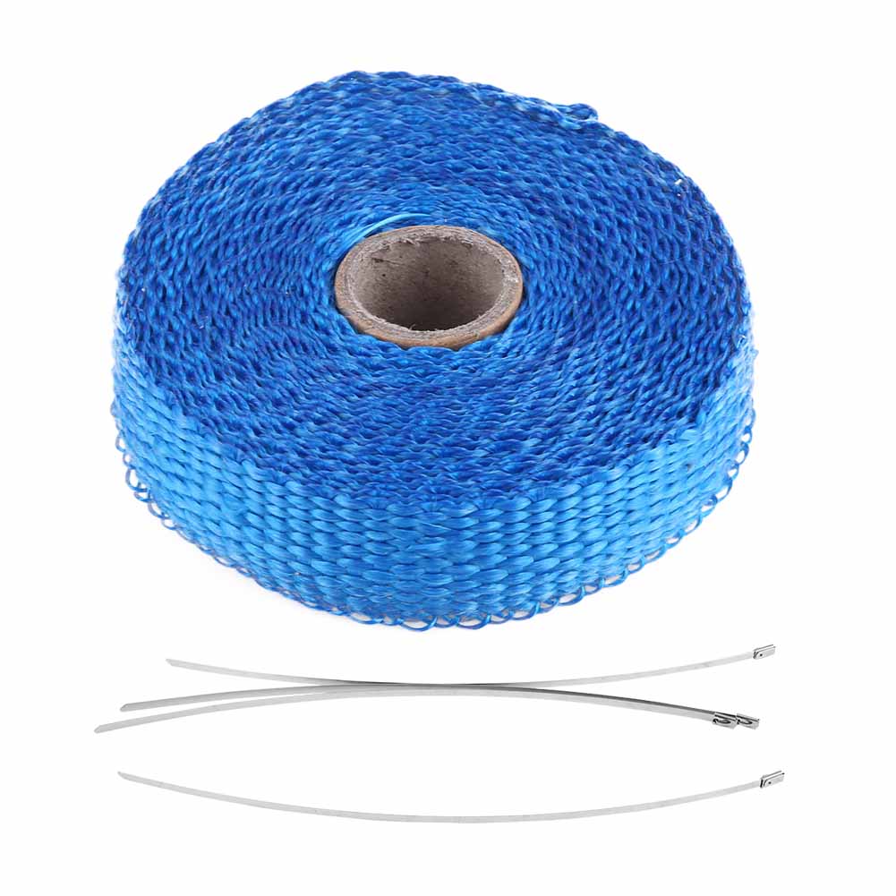 5m Car Insulation Tape Exhaust Heat Wrap with 4 Stainless Steel Cable Ties Black