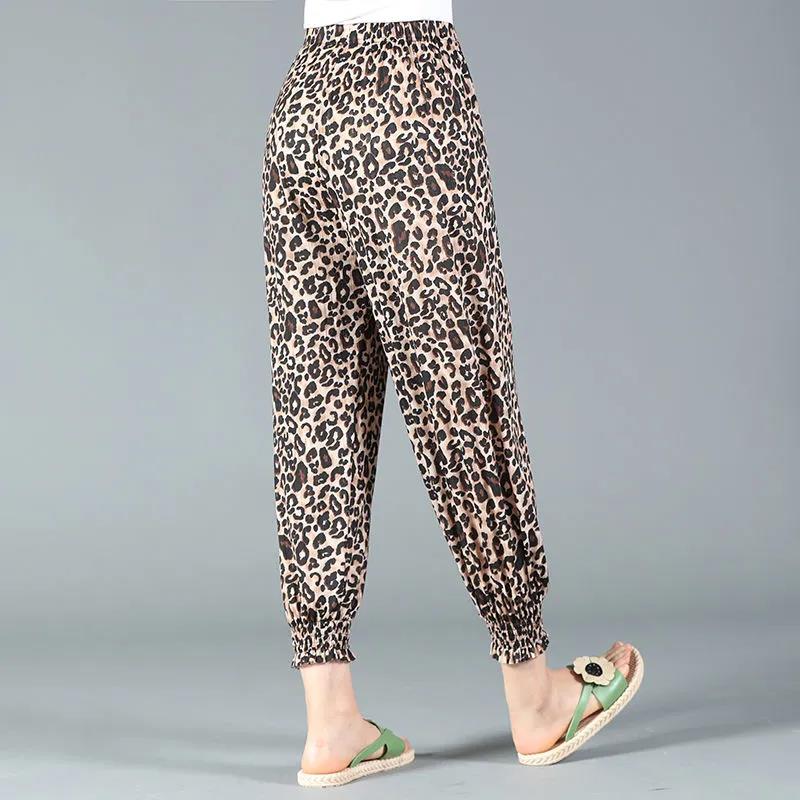 Bloomers Women's Summer Thin Section Flower Pants Large Size Loose Women's Pants Straight Nine-point Pants