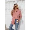 Spring and Autumn Women's Solid Colour Lapel Button Long Sleeve Loose Shirt Jacket