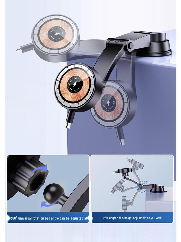 Einziehbarer magnetischer kabelloser Autoladegerät und Handyhalter für MagSafe und Apple Schnellladung