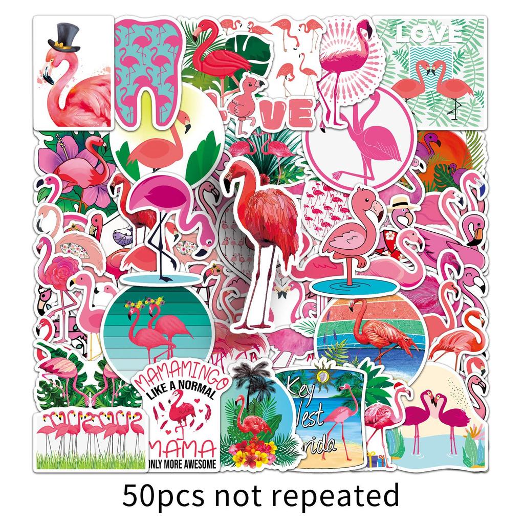 50 Flamingo Doodle Cartoon Cute Animal Guka DIY Suitcase Mobile Water Cup Car Stickers