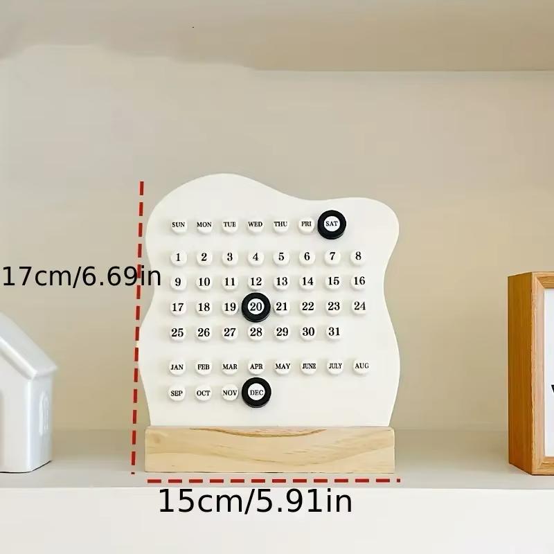 Wooden DIY Cloud Ring Calendar Cute Desk Calendar Adjustable Week Month Date Display Calendar Home Office Desk Decoration