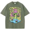 Mmortal Beauty Inside Schmetterlingsdruck Gewaschenes T-Shirt Damen Sommer Lässiges Oberteil Übergroße Kleidung Vintage Baumwoll-T-Shirt
