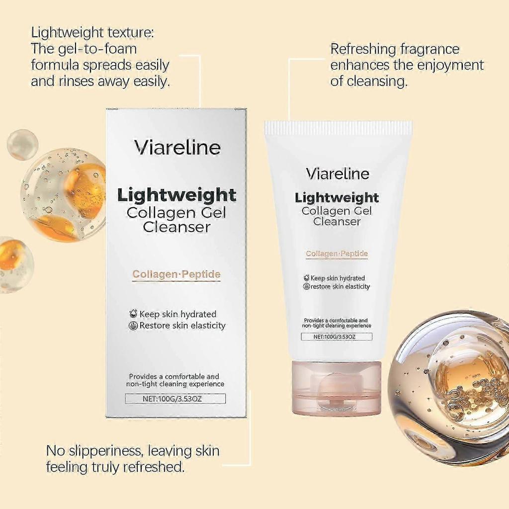 Collagen Gel Cleanser, Deep Pore Cleansing Lightweight Daily Gel Cleanser Face Wash for All Skin Types