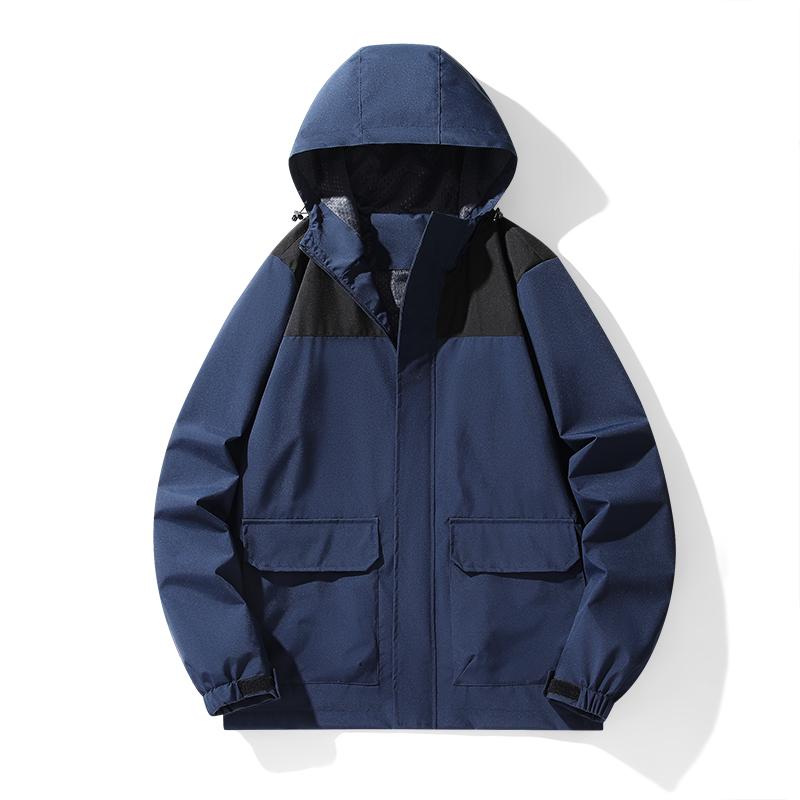 M-8XL Abnehmbarer Hut Winddichter und wasserdichter Sport-Windbreaker Vielseitige Jacke Dünner Mantel Übergroßer Sprinter 8XL