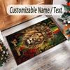 Leopard Theme Crystal Velvet Floor Rug Personalized Custom Name Text Warm Carpet Home Decoration
