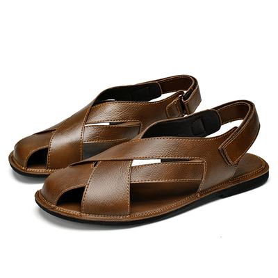 Sandalias planas clásicas de cuero retro para hombre, zapatillas para hombre, zapatos de playa, cómodas sandalias romanas para caminar, zapatos para hombre, sandalias