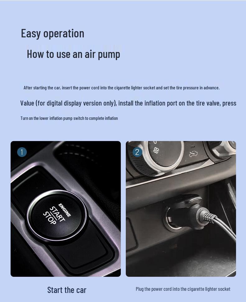 Multifunctional Portable Wireless Car Tire Inflator: Emergency Electric Air Pump