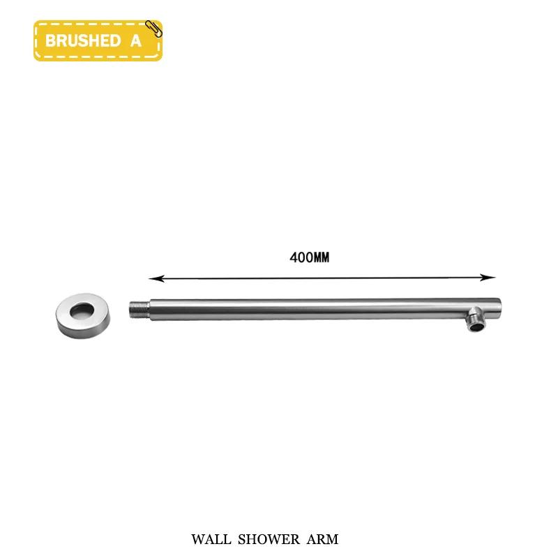 Black G1/2 Round/Square Shower Arm Bathroom Stainless Steel Ceiling Wall Mount Fixed Shower Bracket Faucet Replacement Parts