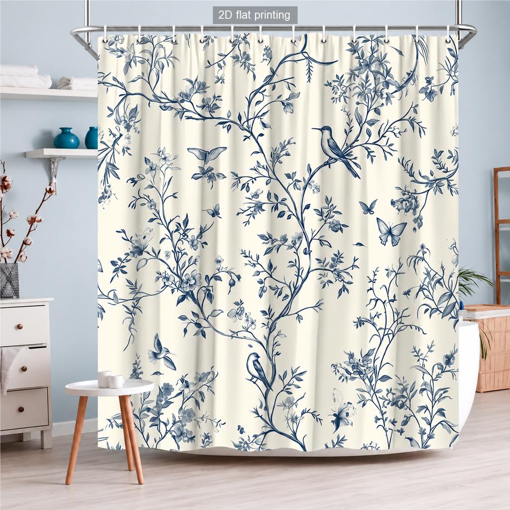 Winter Forest Floral Abstract Print Polyester Shower Curtain Bathroom Decor Bathtub Curtain with Hooks Multiple Designs