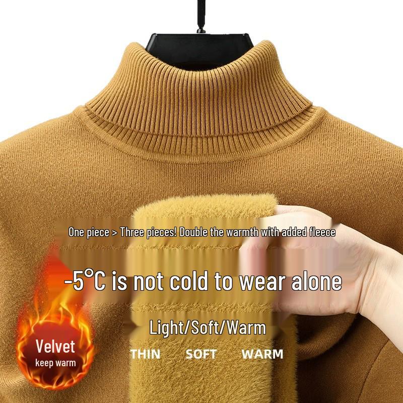 Autumn/Winter 2025 Men's High-Neck Wool Blend Plush-Lined Sweater